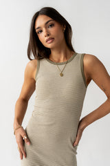 Kamber Striped Midi Tank Dress In Green - Final Sale