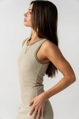 Kamber Striped Midi Tank Dress In Green - Final Sale