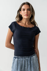 Lennox Knit Top in Navy - FINAL SALE