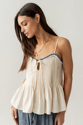 Mckell Peplum Tank Top in Natural - FINAL SALE