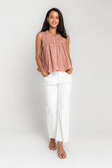 Megan Button Up Tank In Terracotta - Final Sale
