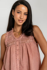 Megan Button Up Tank in Terracotta - FINAL SALE