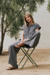 Ashton Wide Leg Pants in Blue - FINAL SALE