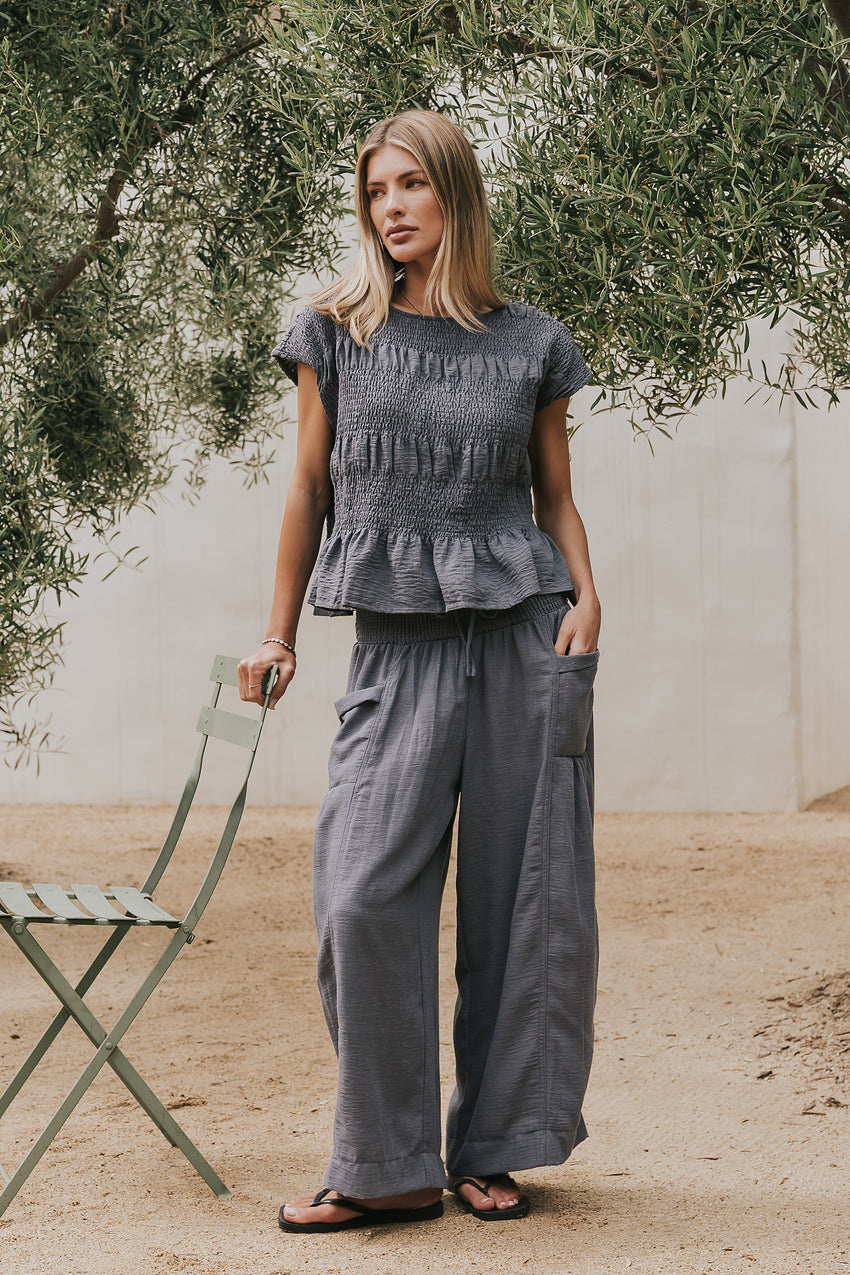 Ashton Smocked Top in Blue - FINAL SALE