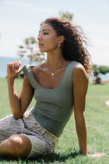 Sawyer Lace Trim Tank Top in Slate Blue