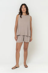 Kaytee Ribbed Top In Taupe - Final Sale