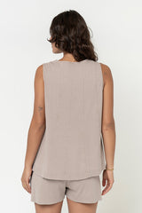Kaytee Ribbed Top In Taupe - Final Sale