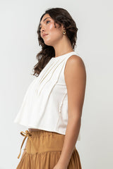 Alice Pintuck Top In Cream - Final Sale
