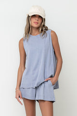Kaytee Ribbed Shorts in Blue