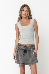 Sawyer Lace Trim Tank Top in Heather Grey