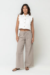 Jaycie Ruffle Denim Vest In White - Final Sale