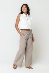 Jaycie Ruffle Denim Vest in White - FINAL SALE