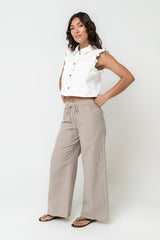 Jaycie Ruffle Denim Vest In White - Final Sale