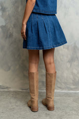 Alyssa Pleated Denim Mini Skirt - Final Sale