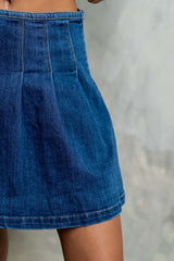 Alyssa Pleated Denim Mini Skirt - Final Sale