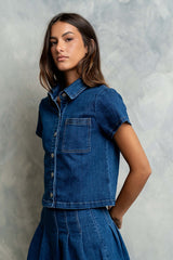 Alyssa Button Up Denim Top - Final Sale