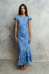 Mateo Floral Maxi Dress in Blue