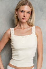 Saylor Ribbed Tank in Ivory - FINAL SALE