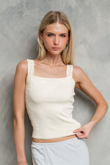 Saylor Ribbed Tank In Ivory - Final Sale