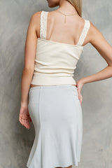 Saylor Ribbed Tank In Ivory - Final Sale