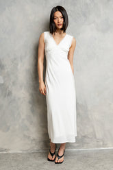 Hailey Lace Trim Maxi Dress in Ivory