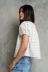 Polly Collared Blouse In Off White - Final Sale