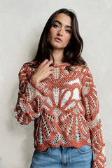 Rosa Crochet Top In Brick