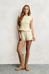 Mailee Plaid Smocked Tank In Yellow