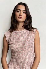 Mailee Plaid Smocked Tank in Red - FINAL SALE