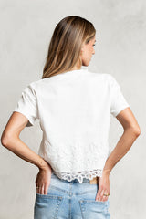Karen Lace Trim Top In White