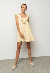 Juliet Ruffle Mini Dress in Yellow - FINAL SALE