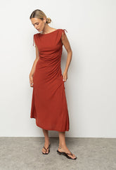 Remi Textured Maxi Dress in Brick
