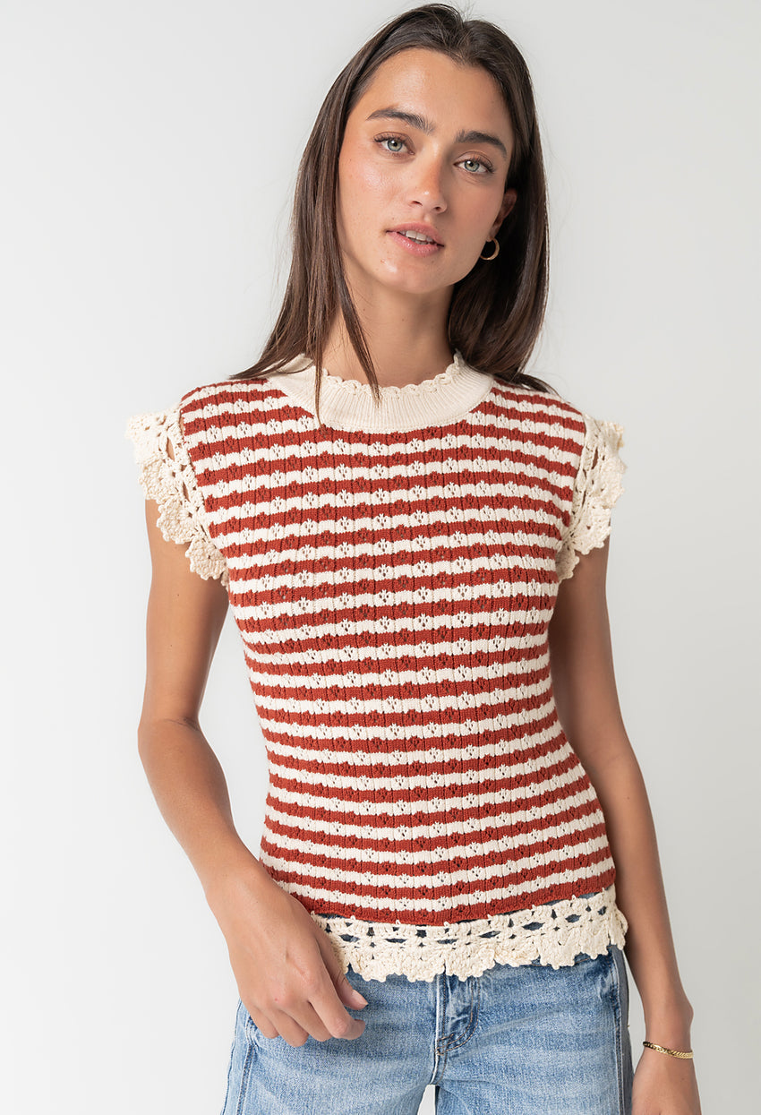 Ariah Striped Crochet Top