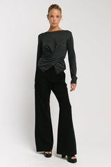 Gwen Criss Cross Sweater in Charcoal