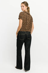 Bennie Collared Blouse In Brown