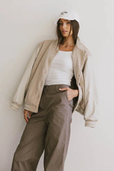 Call The Shots Varsity Jacket in Mocha - FINAL SALE