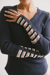 Ashton Waffle Knit Top in Navy - FINAL SALE
