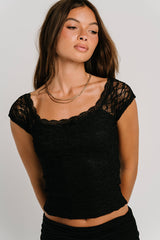 Celia Lace Top In Black - Final Sale