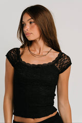 Celia Lace Top In Black - Final Sale