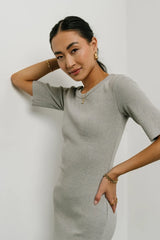 Lori Ribbed Dress In Grey - Final Sale