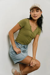 Serena Henley Top in Moss - FINAL SALE