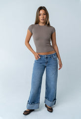 Asher Ribbed Top In Taupe