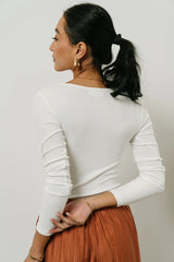 Amy Square Neck Bodysuit In White - Final Sale
