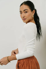 Amy Square Neck Bodysuit In White - Final Sale