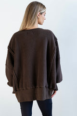 Moxie Oversized Sherpa Sweater In Brown - Final Sale