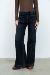 Alexia Wide Leg Jeans in Washed Black - FINAL SALE