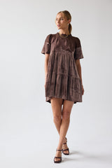 Banks Velvet Mini Dress In Brown - Final Sale