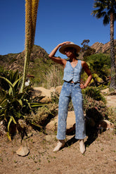 Shea Floral Vest in Light Wash - FINAL SALE