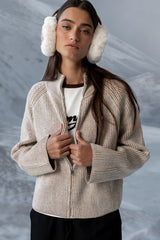 Abbie Ribbed Jacket in Taupe - FINAL SALE