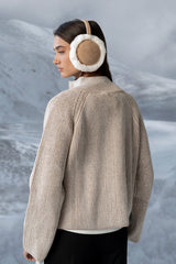 Abbie Ribbed Jacket In Taupe - Final Sale